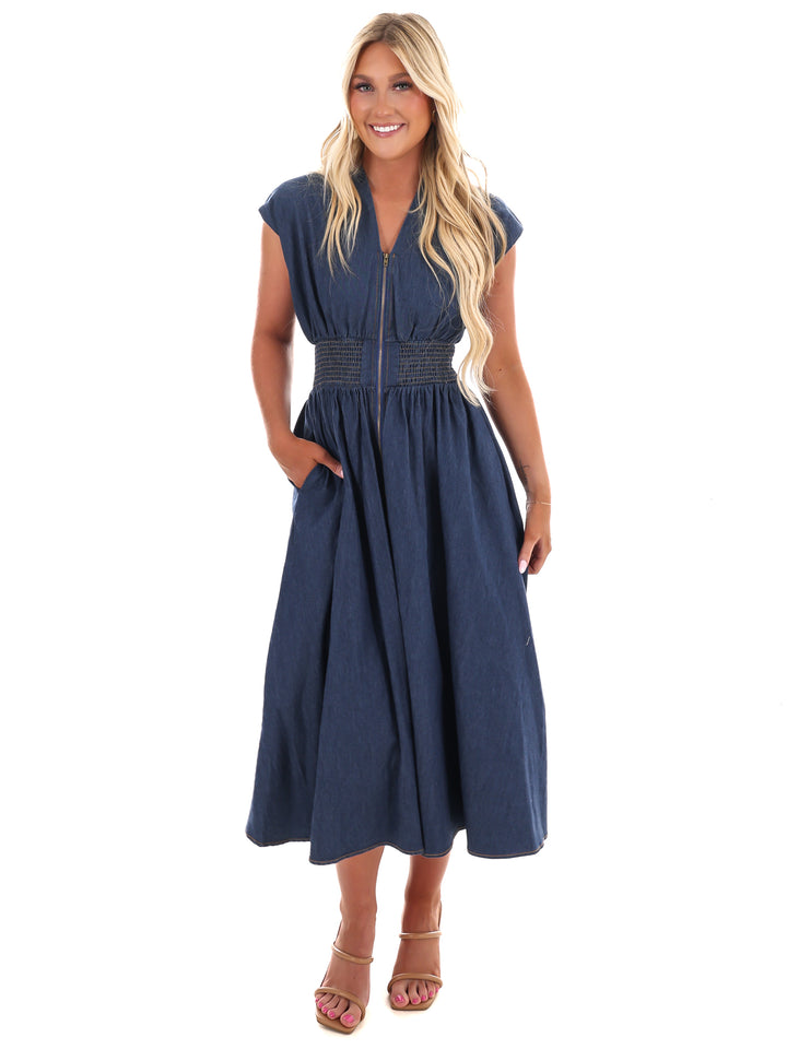 Inside Scoop Denim Midi Dress