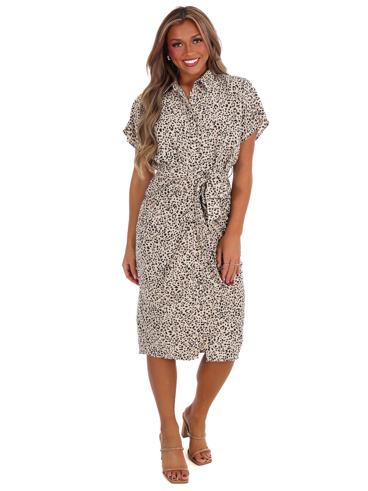 Act Natural Animal Print Midi Dress