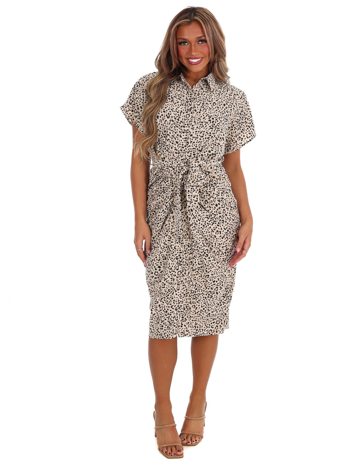 Act Natural Animal Print Midi Dress