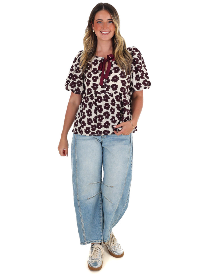 A Little Something Floral Babydoll Top