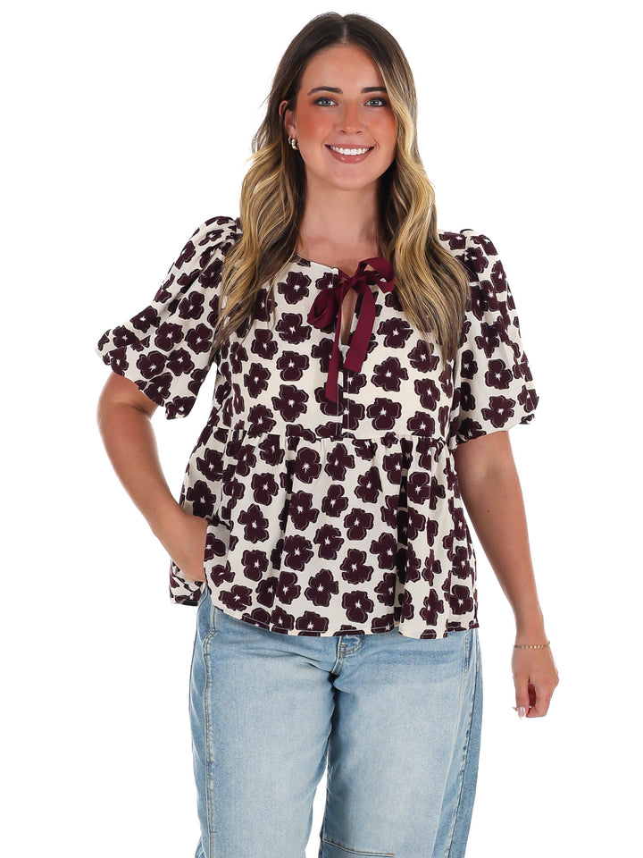 A Little Something Floral Babydoll Top