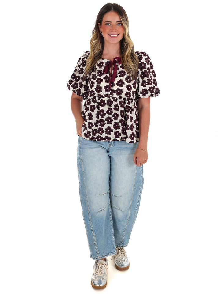 A Little Something Floral Babydoll Top