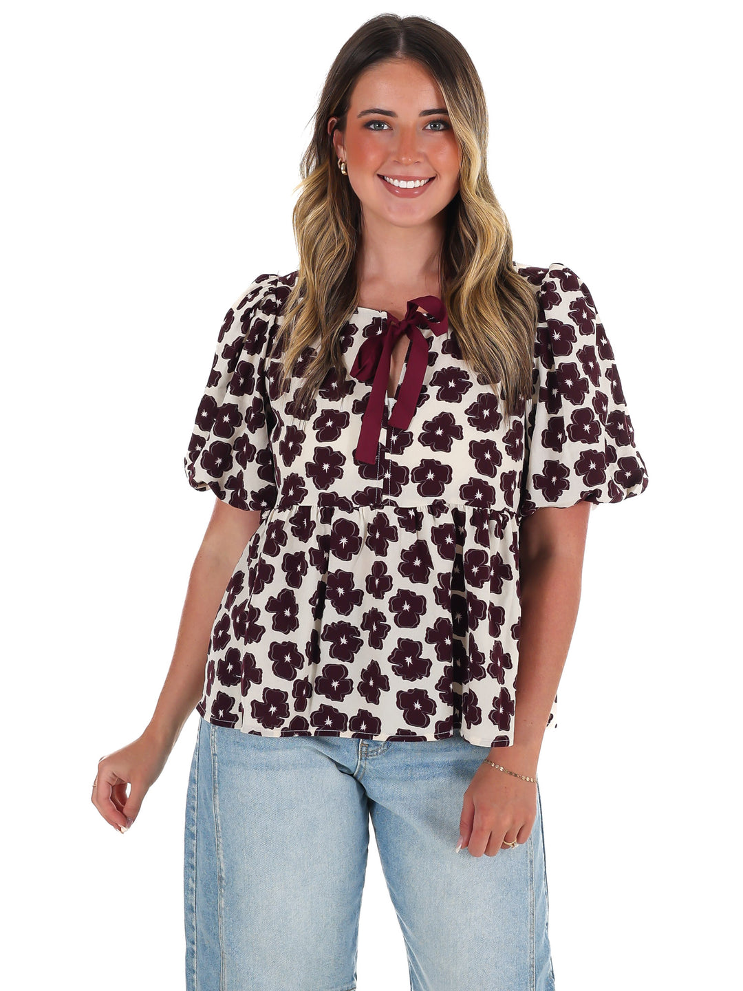 A Little Something Floral Babydoll Top