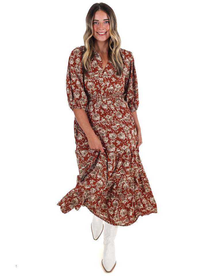Acorn Trail Printed Midi Dress