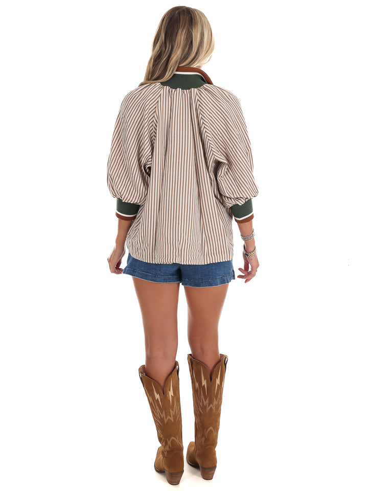 Weekend Stroll Stripe Half Zip Top