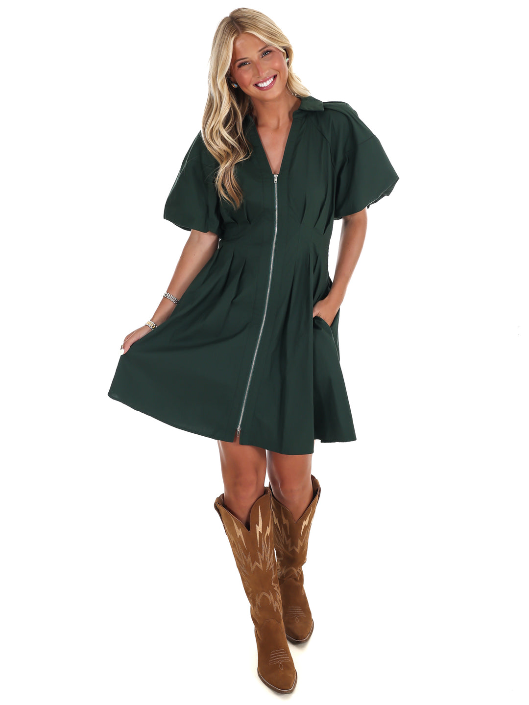 Whispering Pines Zip Mini Dress