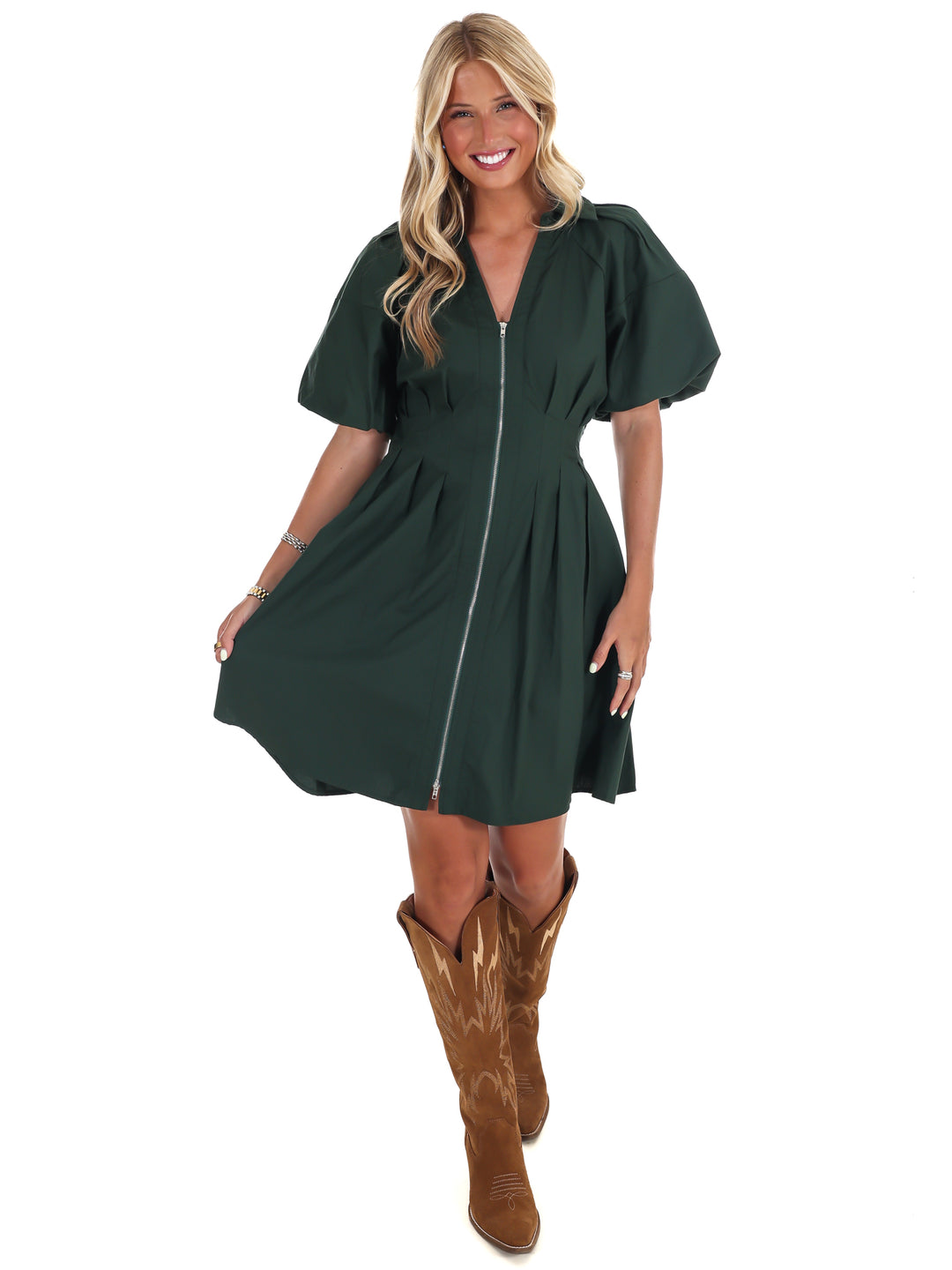 Whispering Pines Zip Mini Dress