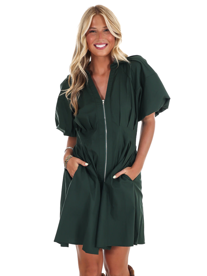 Whispering Pines Zip Mini Dress