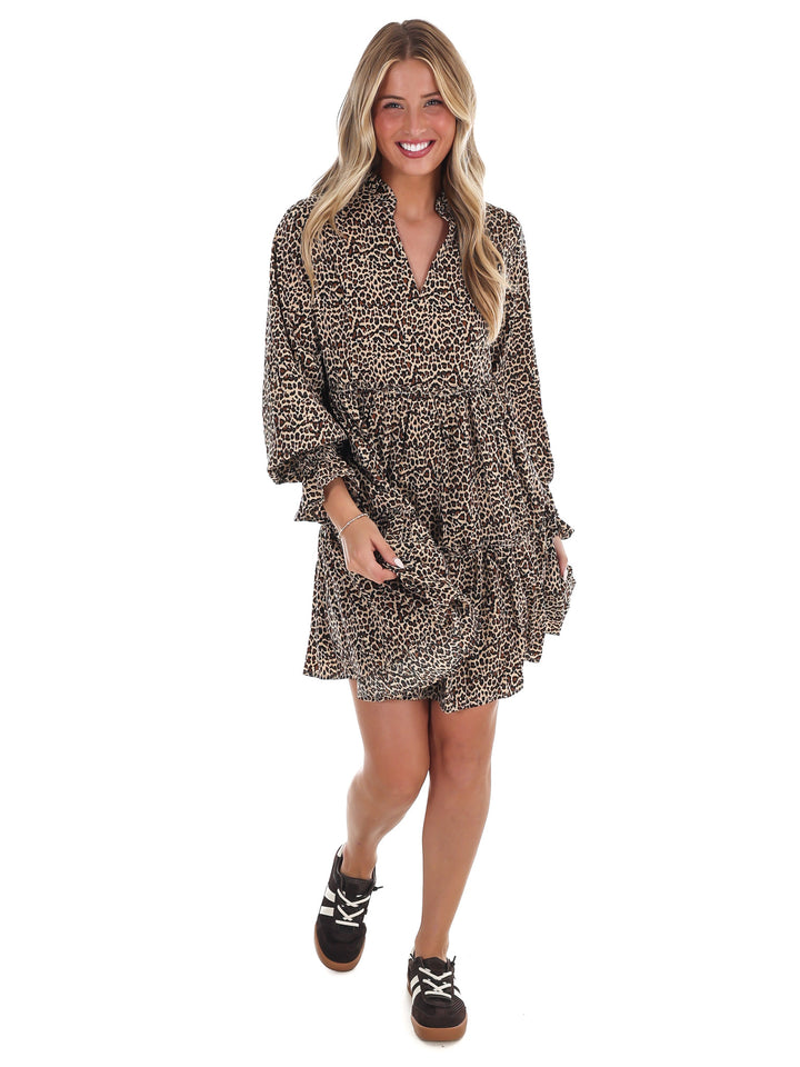 Out of the Woods Leopard Mini Dress