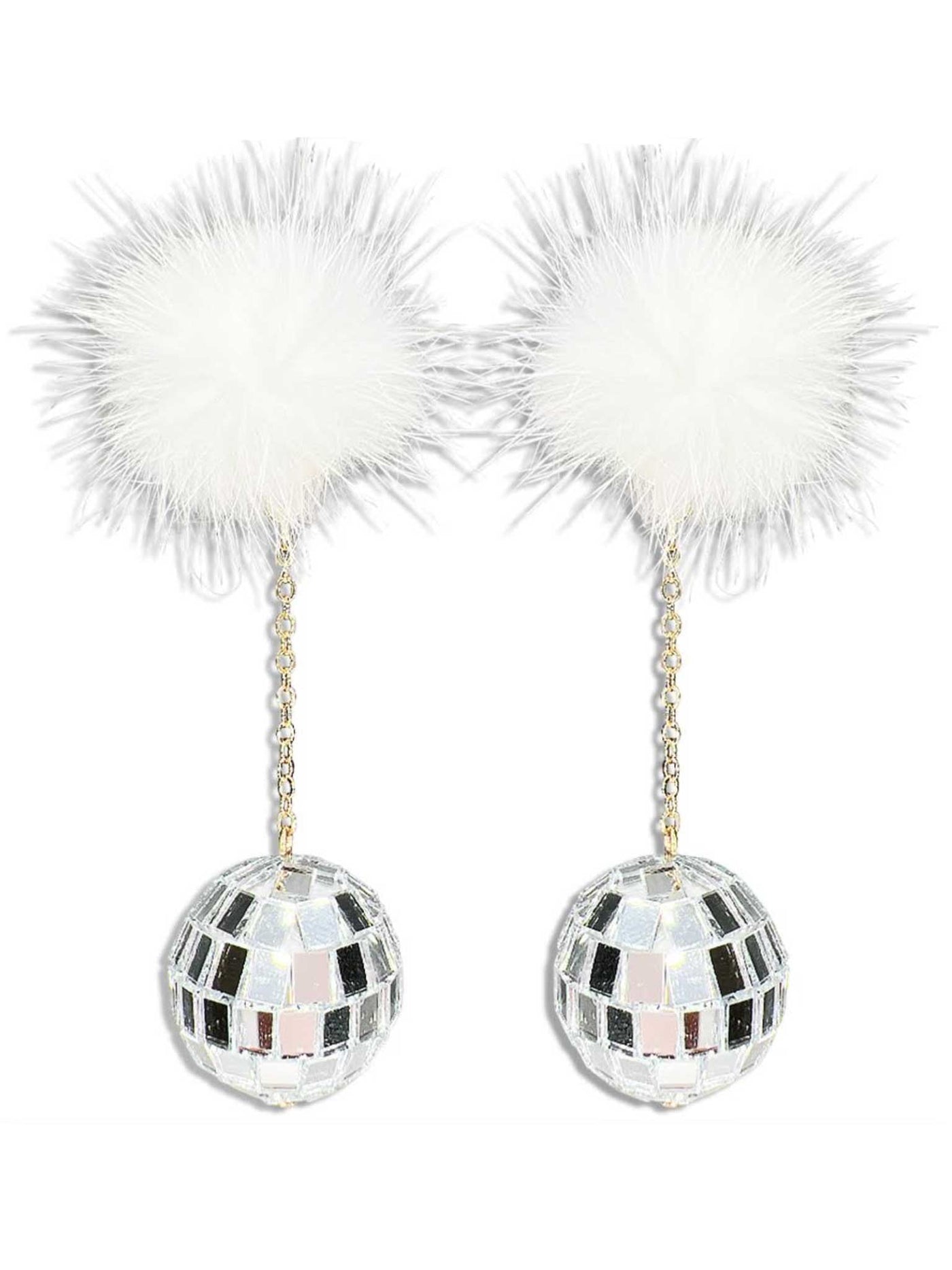 Pom Disco Ball Dangle Earrings