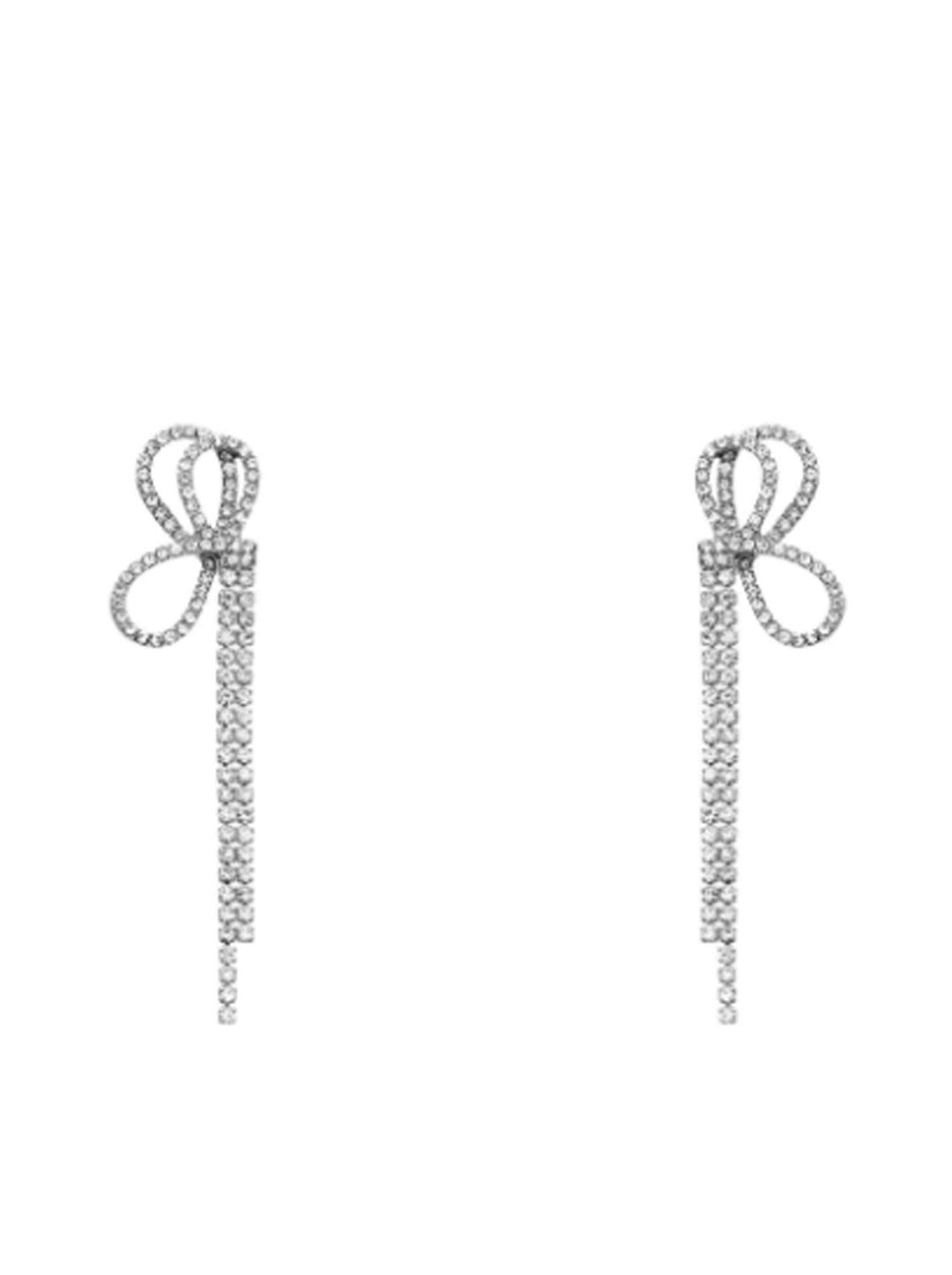 Ribbon Pave Stone Drop Earrings