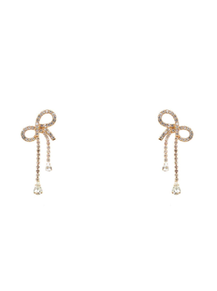 Rhinestone Ribbon Drop Earrings