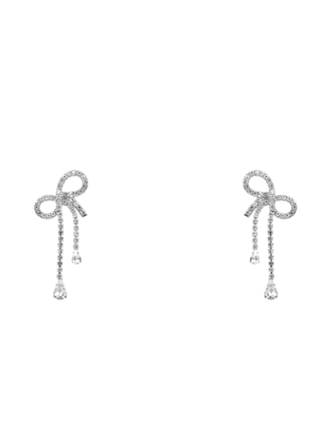 Rhinestone Ribbon Drop Earrings