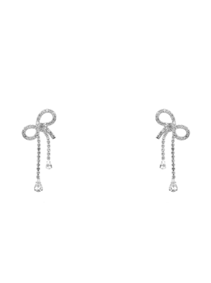 Rhinestone Ribbon Drop Earrings