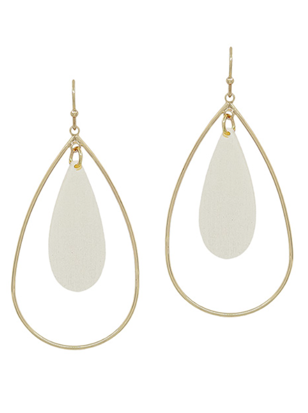 Double Teardrop Wood Accent Earring