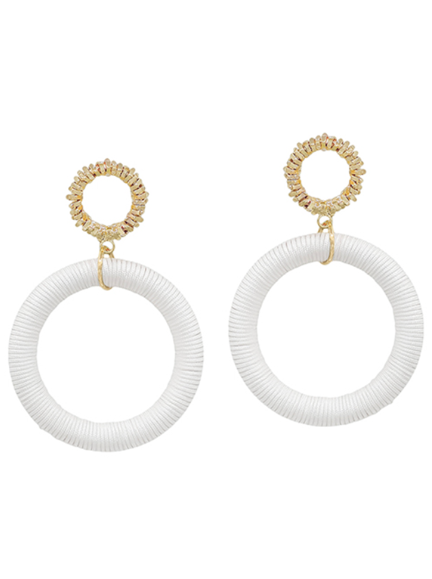 Thread Drop Circle Earrings