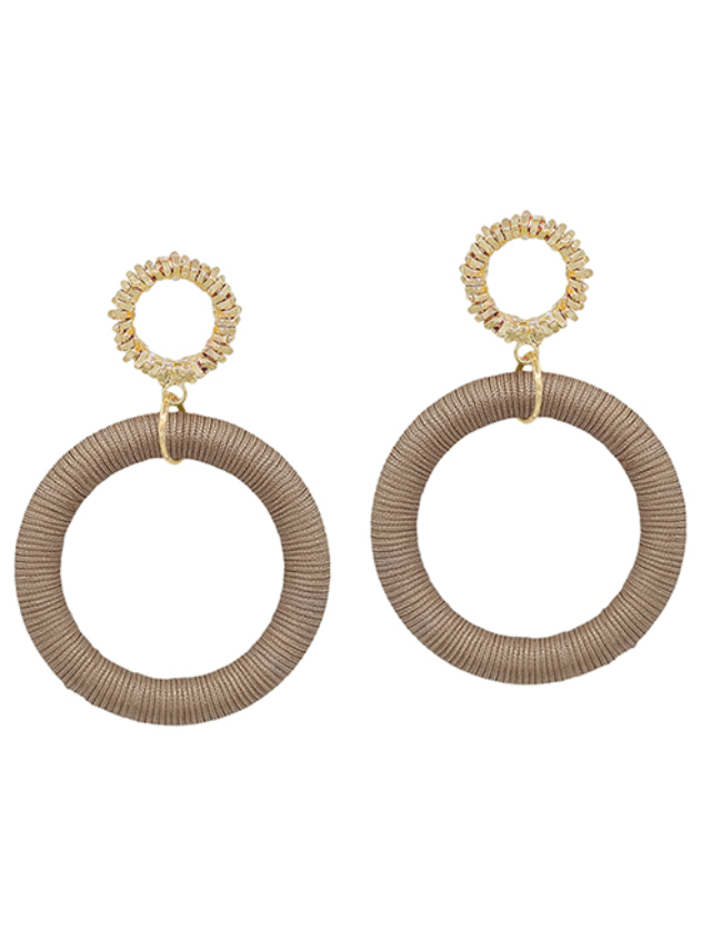 Thread Drop Circle Earrings