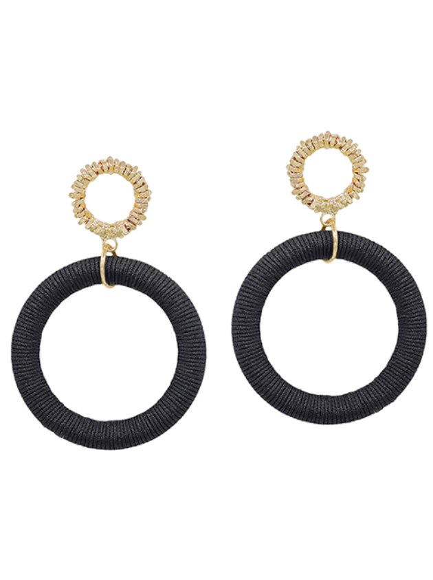 Thread Drop Circle Earrings