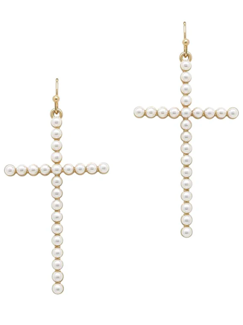 Pearl Cross Earring