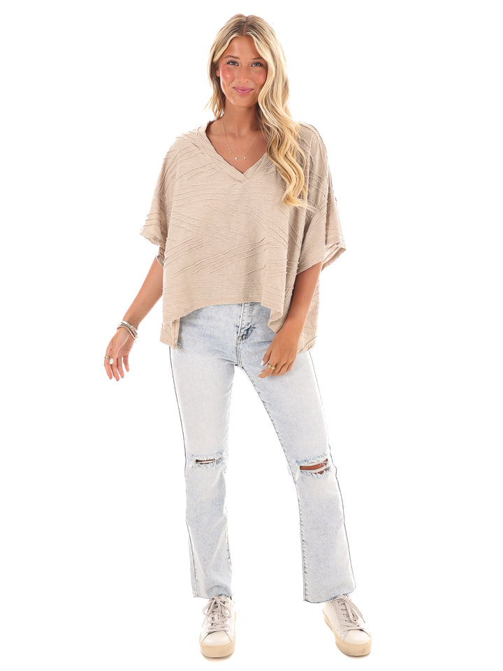 Daily Efforts V-Neck Textured Top