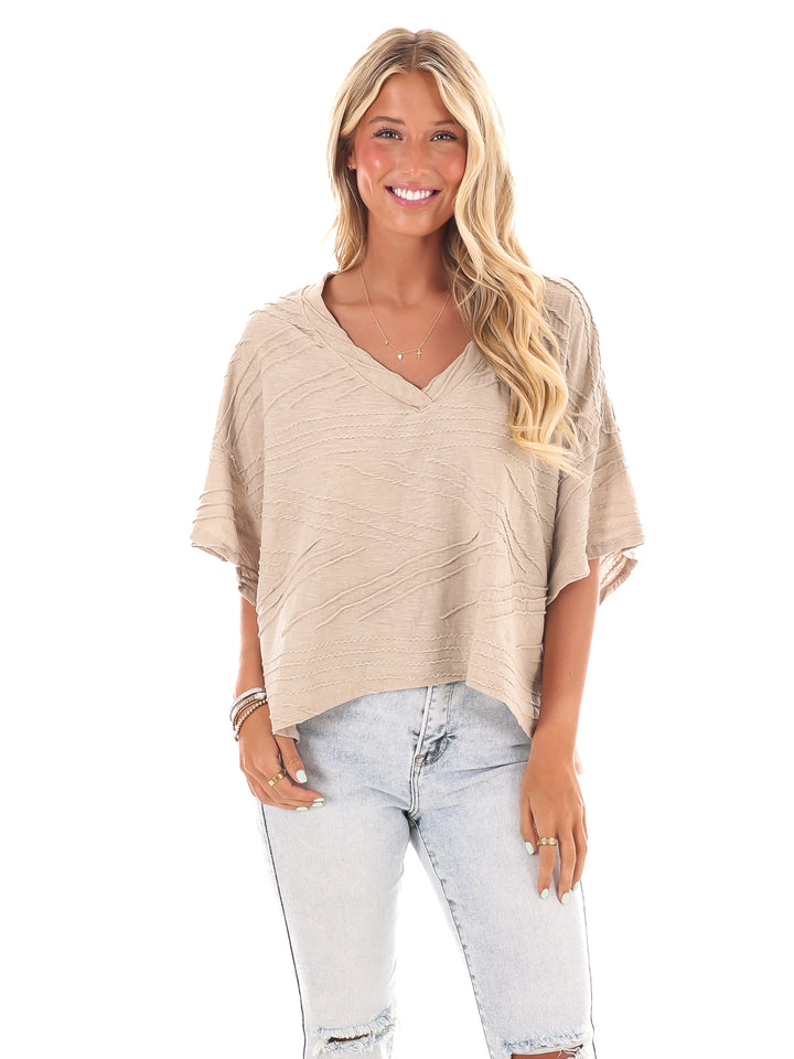 Daily Efforts V-Neck Textured Top