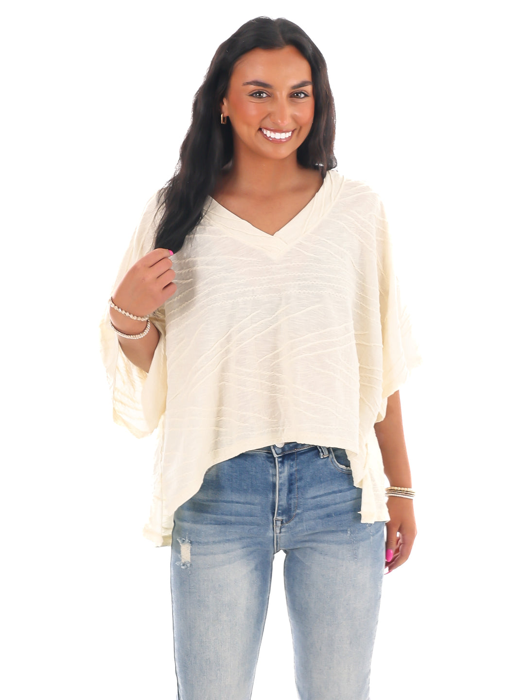 Daily Efforts V-Neck Textured Top