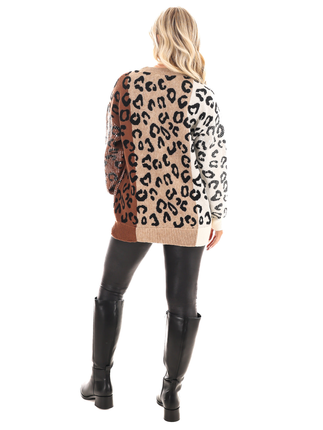 I Almost Do Leopard Colorblock Sweater