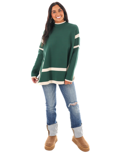 Double Vision Mock Neck Sweater