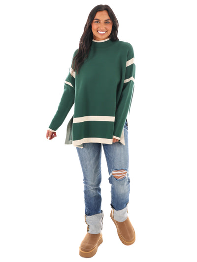 Double Vision Mock Neck Sweater