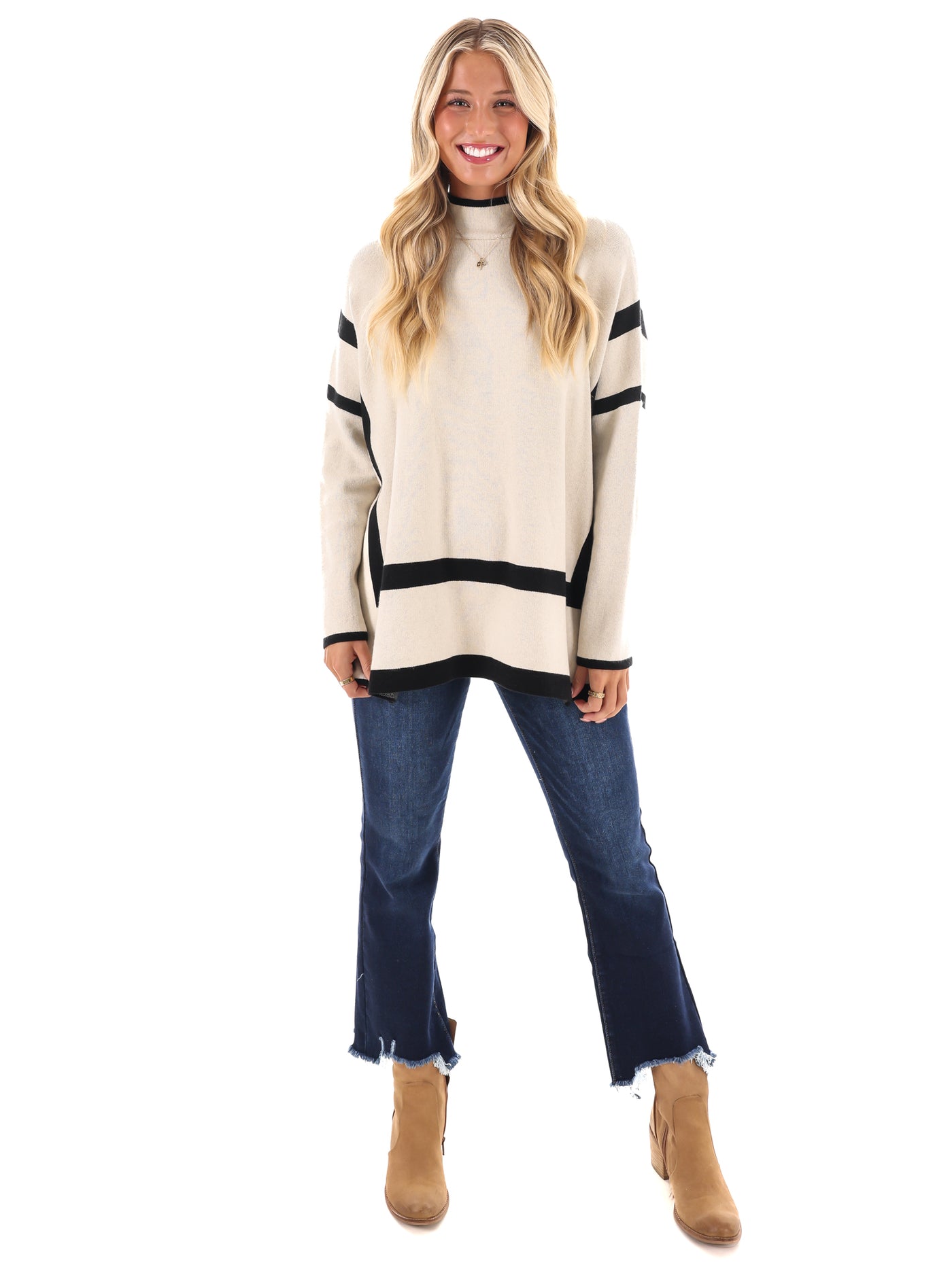 Double Vision Mock Neck Sweater