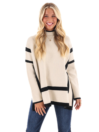 Double Vision Mock Neck Sweater