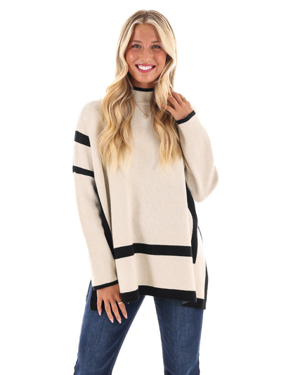 Double Vision Mock Neck Sweater