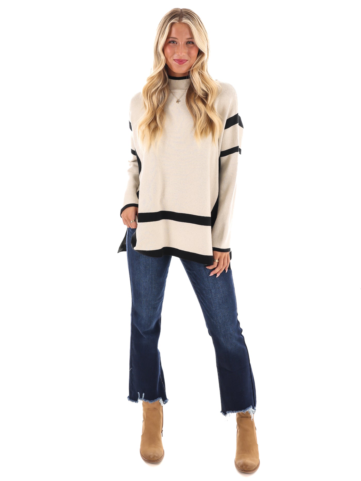 Double Vision Mock Neck Sweater