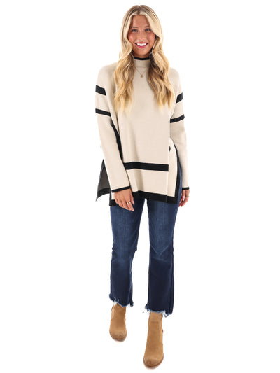 Double Vision Mock Neck Sweater