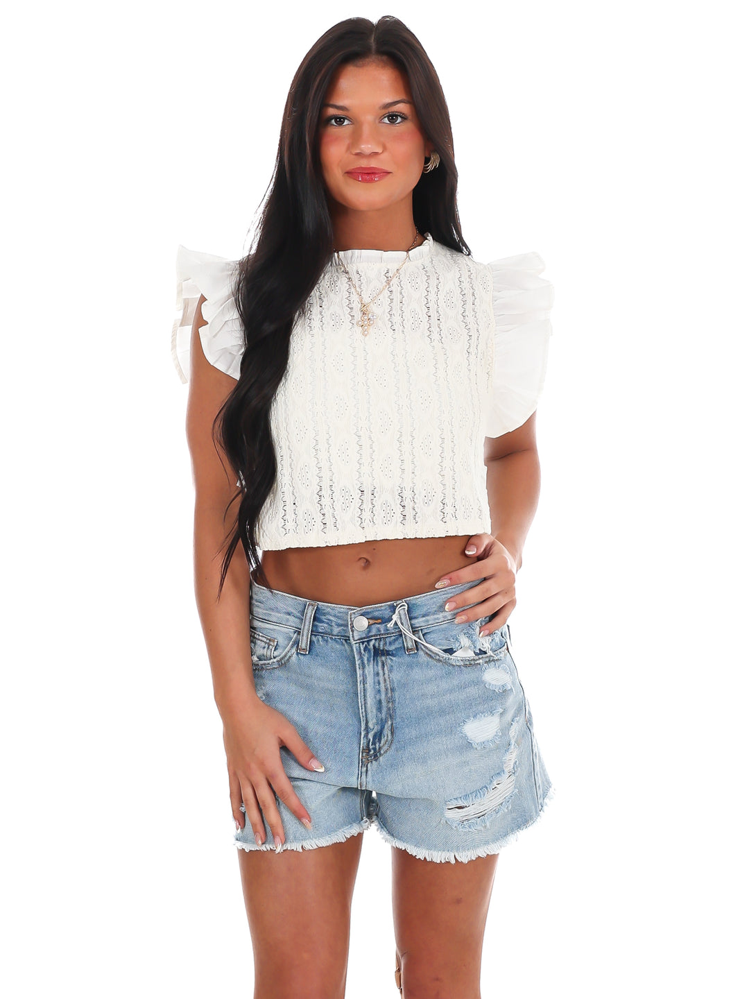 Soft Focus Lace Crop Top