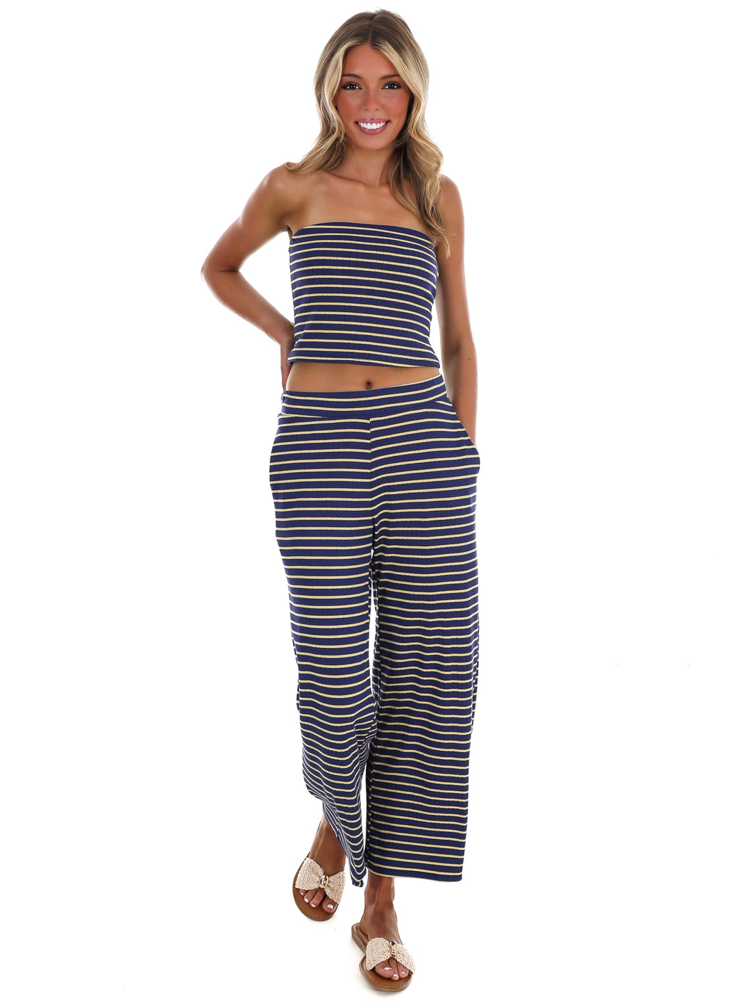 Blue Horizon Stripe Two Piece Set