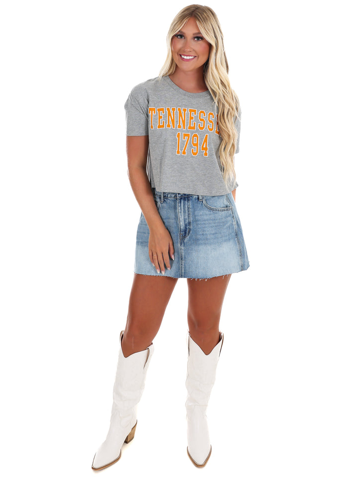 Tennessee Vols College Block Puff Ink Cropped Tee
