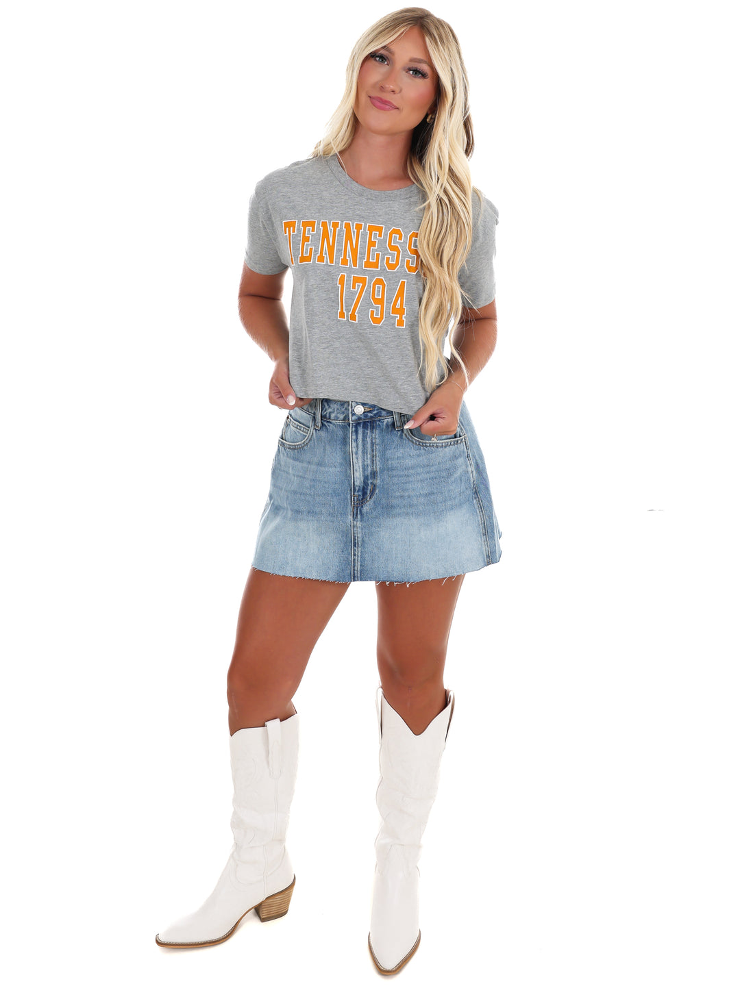 Tennessee Vols College Block Puff Ink Cropped Tee