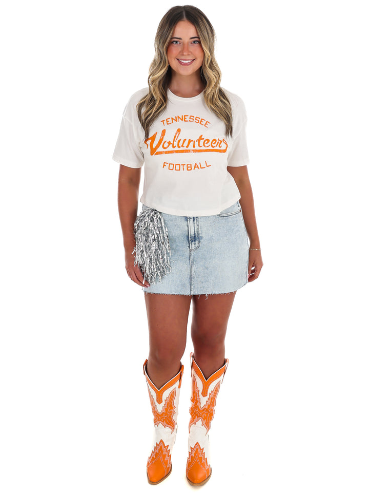 Vols Football Stencil Cropped Tee