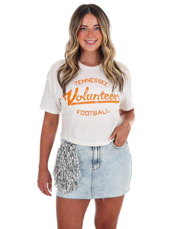 Vols Football Stencil Cropped Tee