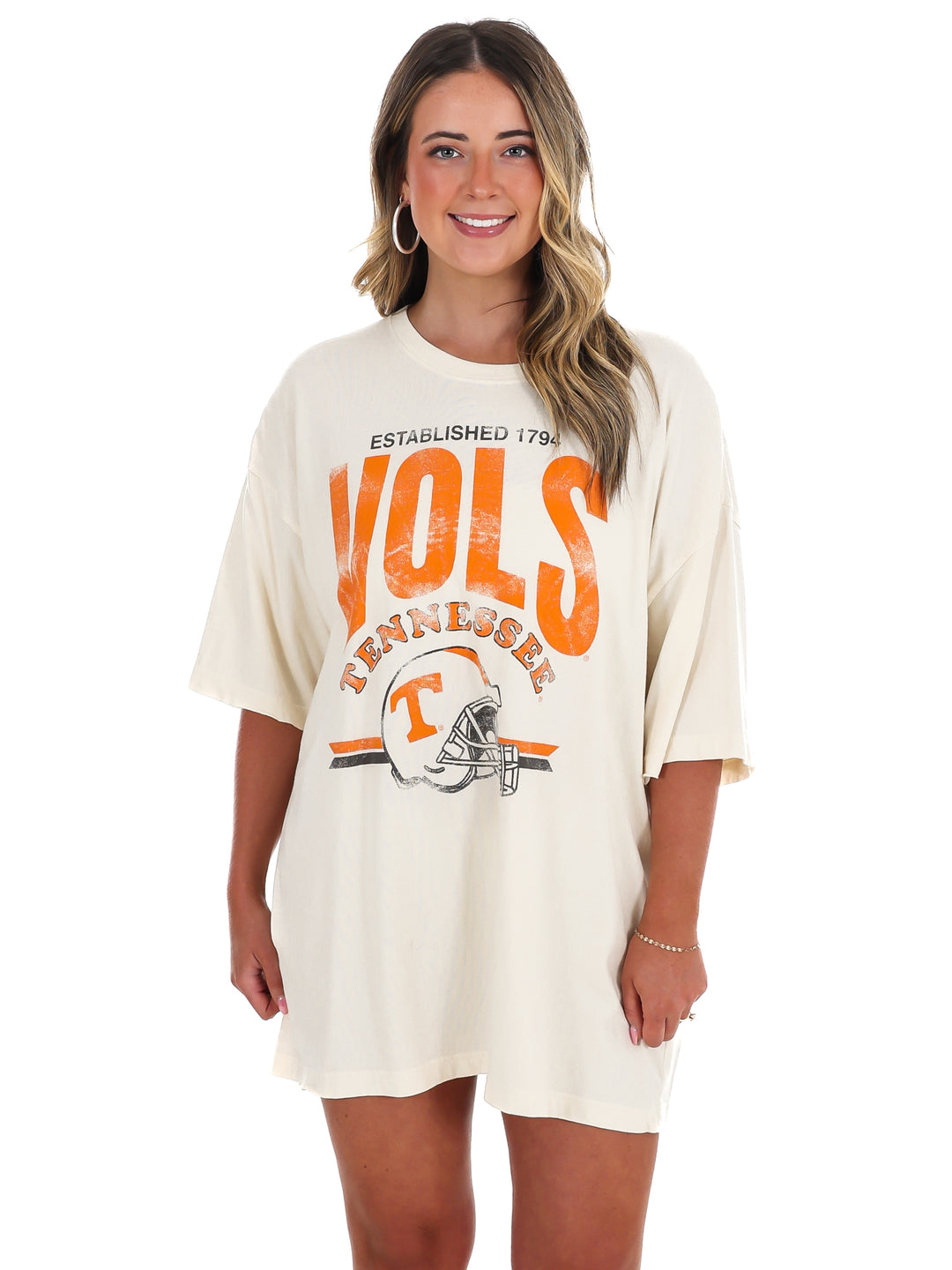 Vols Established Date Helmet Thrifted Oversized Tee