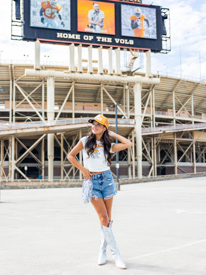 Vols Mascot Flag Micro Cropped Tee