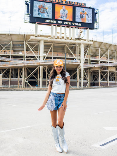 Vols Mascot Flag Micro Cropped Tee