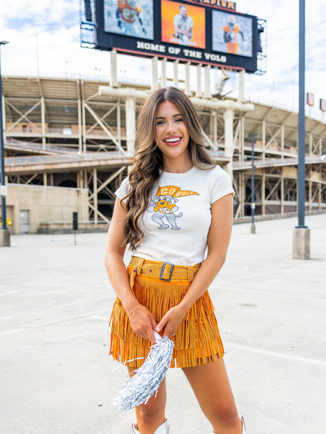 Vols Mascot Flag Micro Cropped Tee