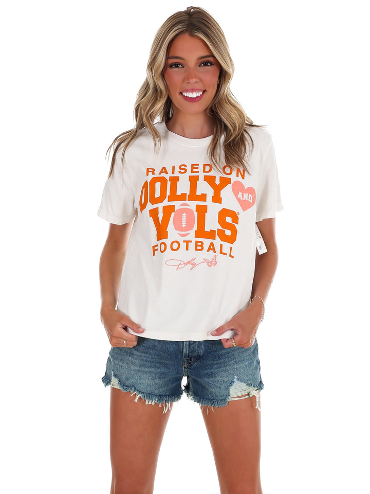 Dolly Parton Raised On TN Pink Football Ellie Tee