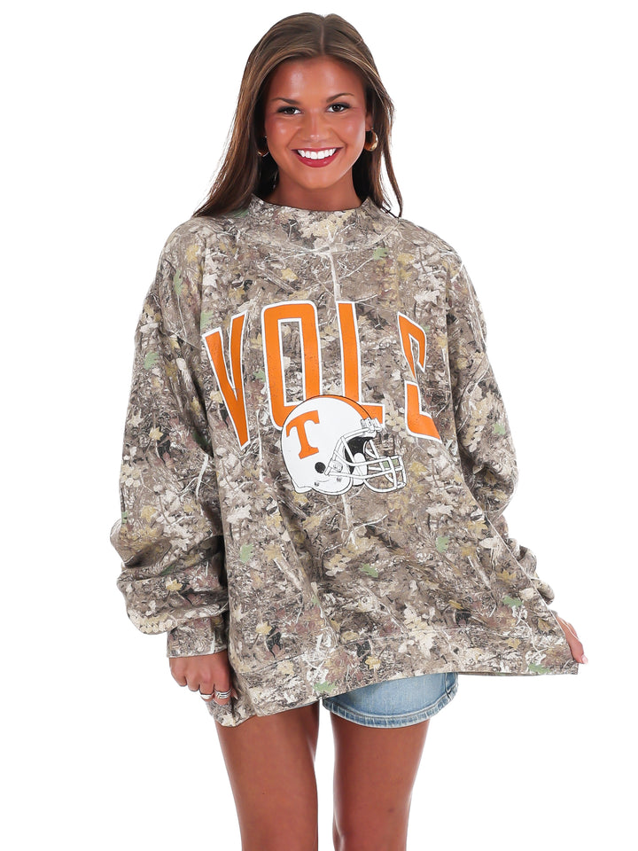 Tennessee Vols Helmet Fade Camo Weekend Mock Neck Sweatshirt