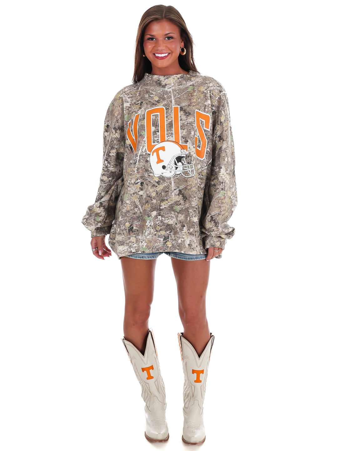 Tennessee Vols Helmet Fade Camo Weekend Mock Neck Sweatshirt