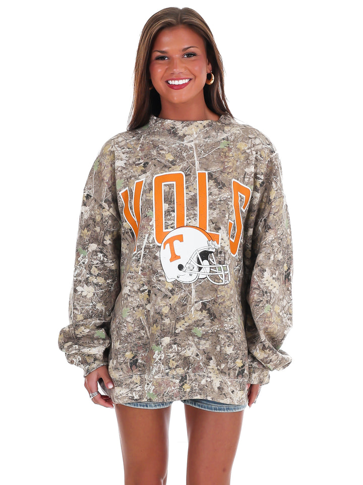 Tennessee Vols Helmet Fade Camo Weekend Mock Neck Sweatshirt