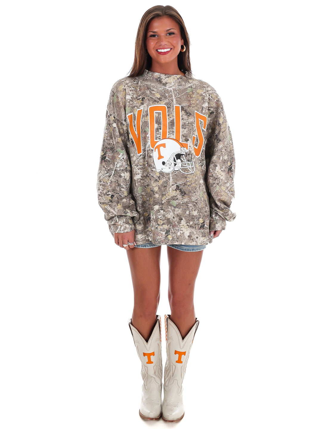 Tennessee Vols Helmet Fade Camo Weekend Mock Neck Sweatshirt