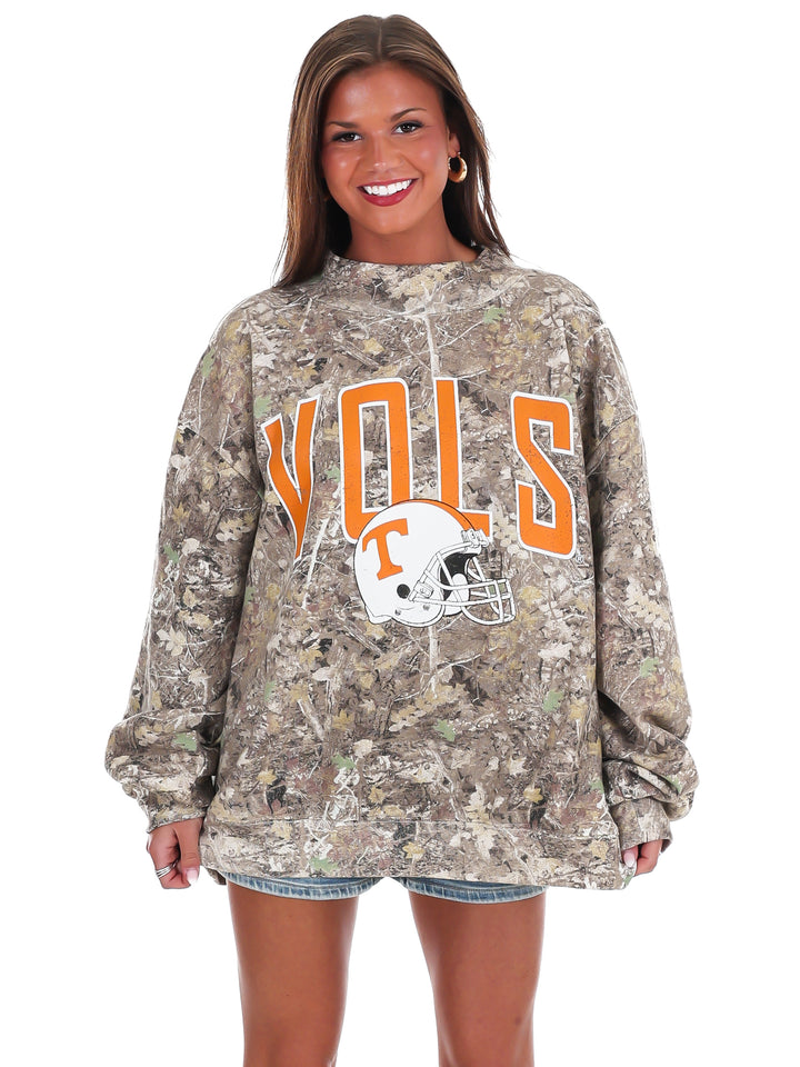 Tennessee Vols Helmet Fade Camo Weekend Mock Neck Sweatshirt